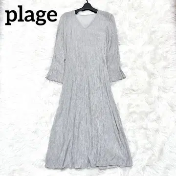 Plage 플라주 롱 원피스 파인 스트라이프 긴팔 S 플레어