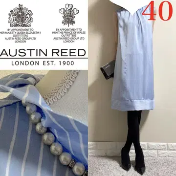 AUSTIN REED 오스틴 리드 펄 프릴 옷깃 원피스 L 스카이블루