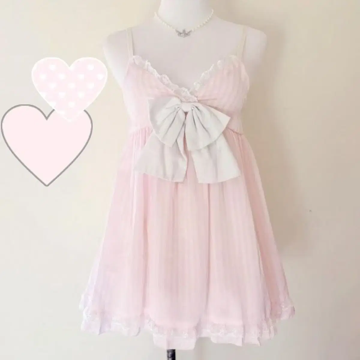 Sugardoll Big Ribbon Stripe Camisole Sleeveless Onepiece Loungewear