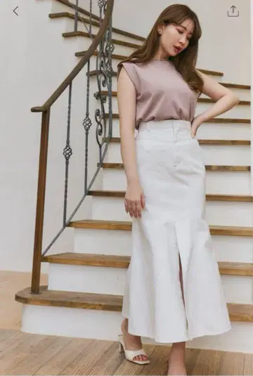 헤르립토 메리드 슬릿 데님 스커트 M