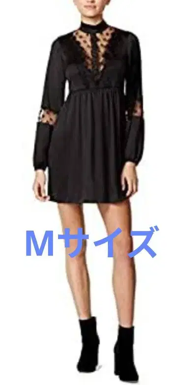 지유 블랙 하이넥 긴팔 원피스