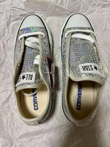CONVERSE ALL STAR 실버 라메 스니커즈 23cm