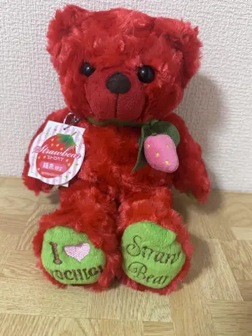 빨간색 이치고 곰 봉제 인형  지역 특산품 베어  도치기  스트로 베어