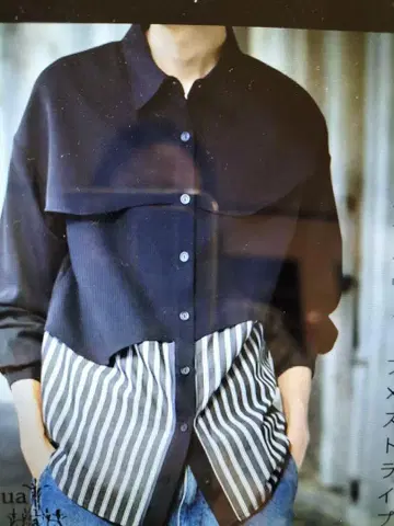 도킹 셔츠 스트라이프 네이비