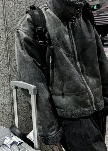 COSYHARU 코시하루 무스탕 자켓 한국 그레이