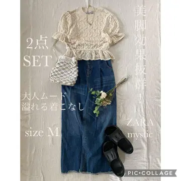 와이드 데님 코디 세트 여성용 의류 묶음 판매 코디 판매 성숙 캐주얼