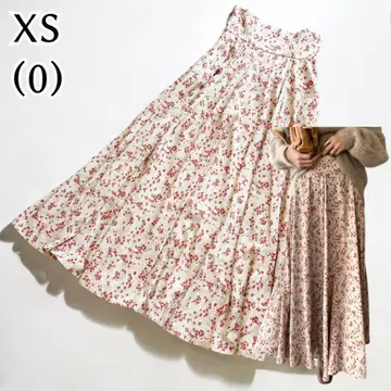 플레어 스커트 꽃무늬 올 패턴 롱 자카드 클라네 XS(0)