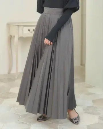 메종 에쉘 Maison Echelle 턱 벨트 플리츠 스커트