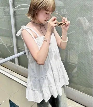 mline 어깨 리본 원피스