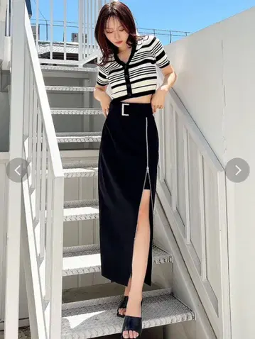 RESEXXY 리젝시 레이어드 지퍼 타이트 스커트 블랙
