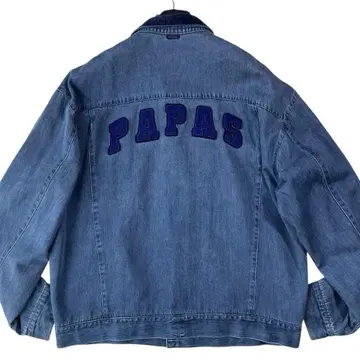 고품질 PAPAS 데님 자켓 블루종 데님 자켓 백 로고 M