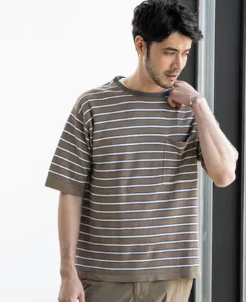 미사용 unitedarrows 린넨 보더 크루넥 썸머 니트