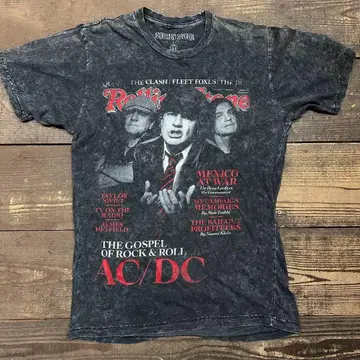 AC/DC 롤링 스톤즈 티셔츠 빈티지 스타일