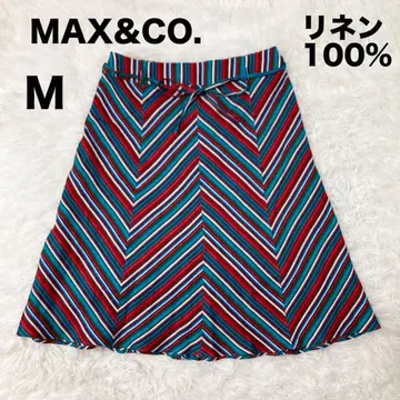 MAX&CO 스커트 플레어 무릎 기장 린넨 100% 허리 리본 M