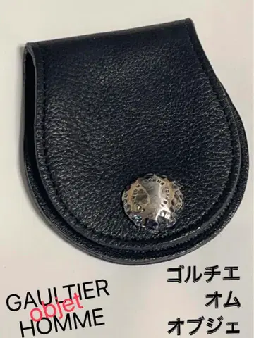 고티에 옴 오브제 레자 블랙 코인 케이스 동전 지갑