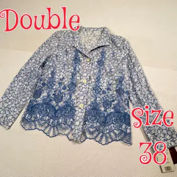 택 포함 Double 자수 레이스 자켓 블루 38