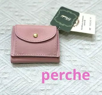 새상품 perche 펠케 컴팩트 지갑 3단 폴더형 지갑 소가죽 미니 핑크