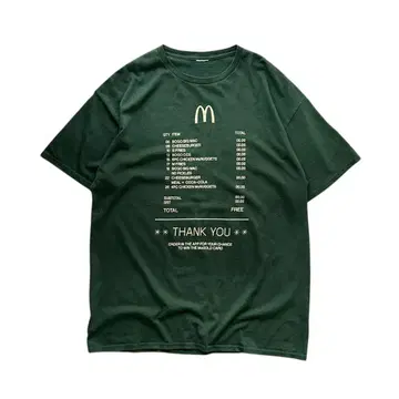 McDonald 맥도날드 티셔츠 그린 골드 카드 기업 프린트