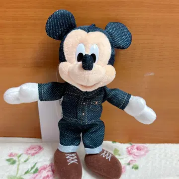 데님 미키 봉제 인형 배지