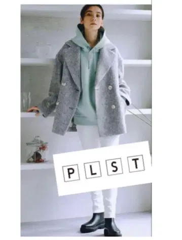 새상품급 인기 PLST 플라스테 더블 브레스트 피코트 트위드
