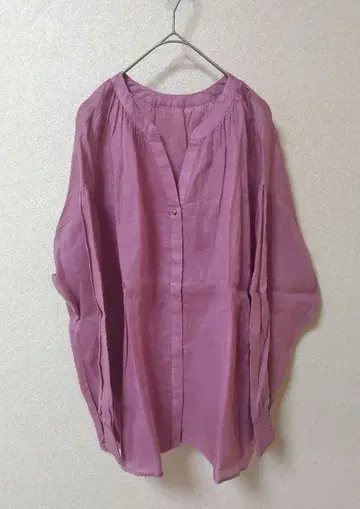 콜라주 개럴개런트 시어 라미 2WAY 개더 블라우스 핑크