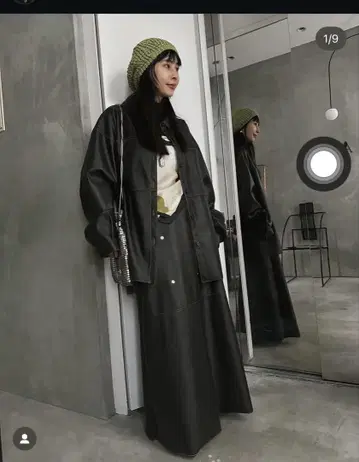가죽 스커트 블랙 아메리 빈티지