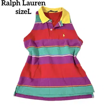 Ralph Lauren 슬리브리스 폴로 셔츠 보더 컬러풀 L 사이즈