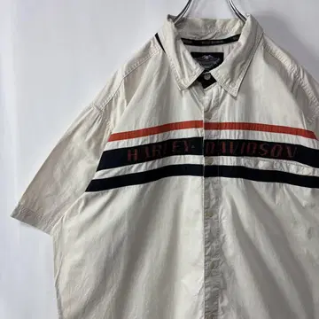 할리데이비슨 반팔 셔츠 화이트 구제 의류 3XL 사이즈 자수 로고