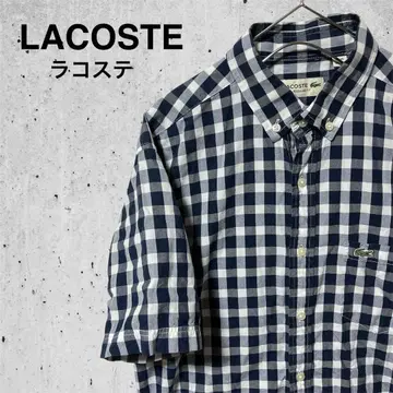 LACOSTE 라코스테 자수 로고 체크 셔츠 깅엄 체크 BD M