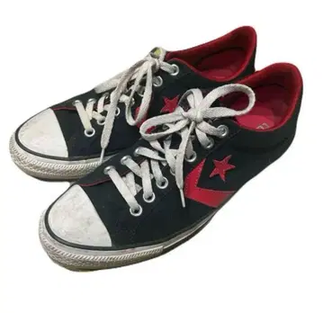 CONVERSE 블랙 레드 로우 컷 스니커즈