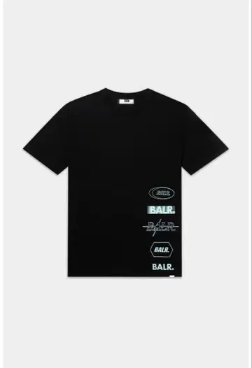 BALR. 로고 프린트 블랙 티셔츠