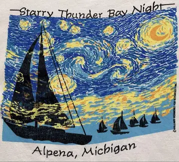Starry Thunder Bay Night 티셔츠 XL