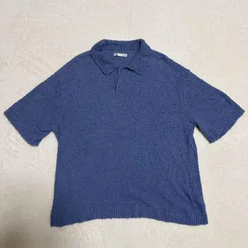 ZARA 자라 타월 원단 피케 셔츠 블루 M