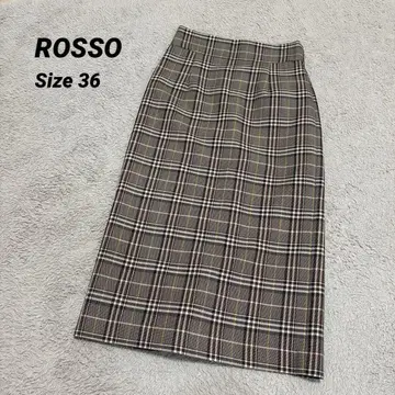 ROSSO 로쏘 하이 웨스트 롱 타이트 체크 스커트 36 S