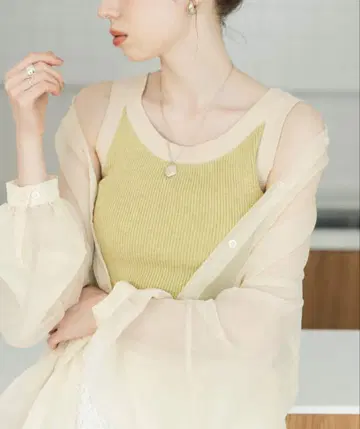 hinari 배색 니트 탱크탑