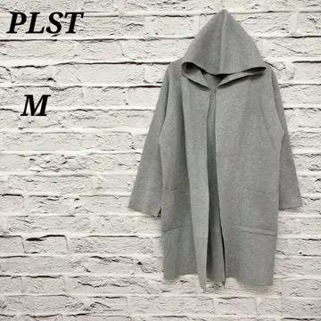 R4689 플라스테 [M] 후드 부착 니트 코트 가디건 핑 브로치
