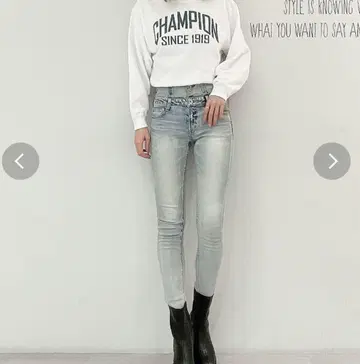 GYDA 하이 웨스트 버튼 스키니 데님 팬츠
