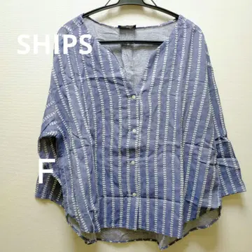 SHIPS 스트라이프 패턴 네이비 계열 반소매 셔츠