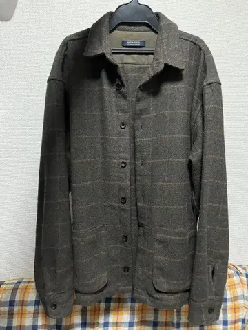 modern design 다크 브라운 체크 셔츠