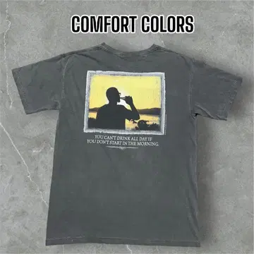 좋은 디자인] ComfortColors 백 푸딩 티셔츠 흑먹색 메시지 M