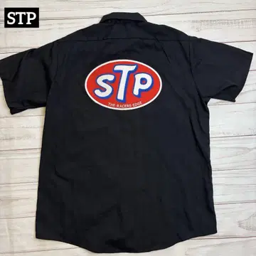 STP 오일 빅 와펜 커스텀 워크 셔츠 반팔 블랙
