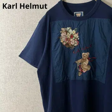 Karl Helmut 칼 헬무트 티셔츠 반팔 럭셔리 자수 네이비