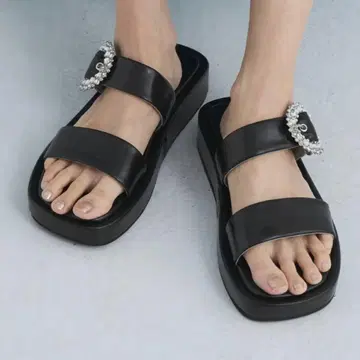 유나이티드 애로우즈 그린 라벨 비쥬 플랫 샌들 M 블랙