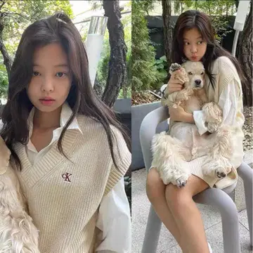 Jennie 캘빈클라인 니트 베스트 M 크림