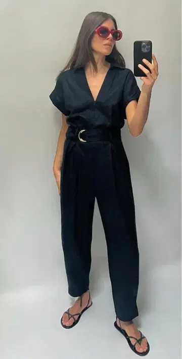 ZARA 점프 수트 올인원 M 사이즈 린넨 소재