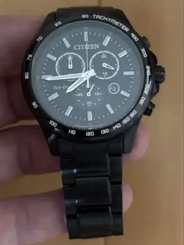 CITIZEN 크로노그래프 블랙 에코 드라이브 손목시계