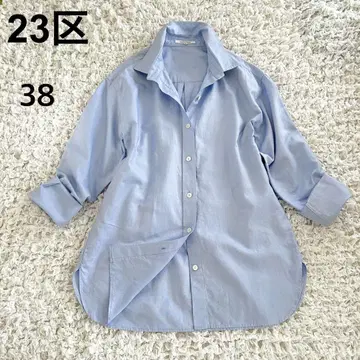 23구 CANCLINI 베이직 셔츠 코튼 겉옷 38 블루
