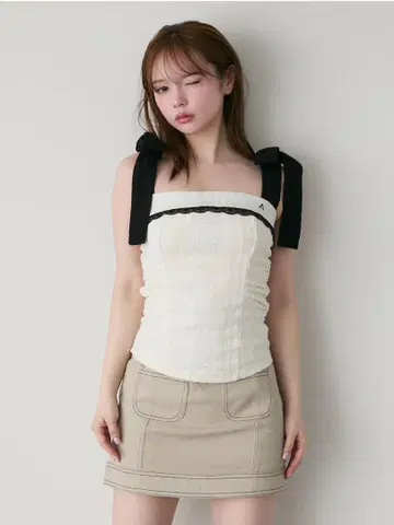 앤드메리 사만다 리본 톱 아이보리