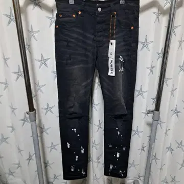 PURPLE 블랙스 스키니 데미지 페인트