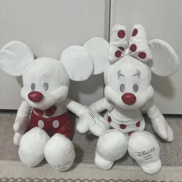 디즈니 2013 크리스마스 한정판 화이트 미키 & 미니 봉제 인형